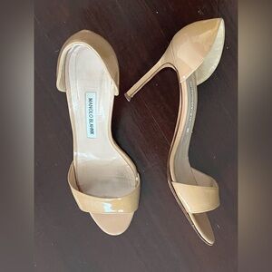 Manolo Blahnik Beige Open-Toe Heels